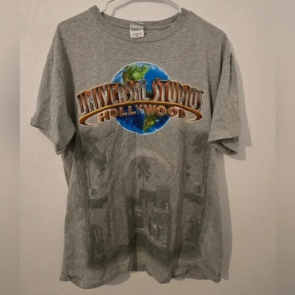 Vintage y2k 90s Universal Studios Hollywood T Shirt Mens Adult Large L Gray